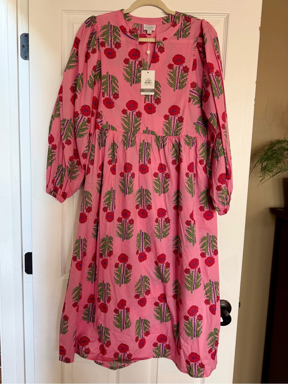 Mud Pie NWT Pink Floral Puff-Sleeve Casual Dress